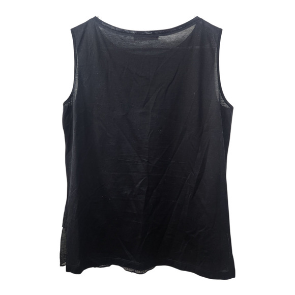 Fabiana Filippi Cotton Silk Blend Tank Top L Black Quiet Luxury Office Shell - Picture 2 of 9